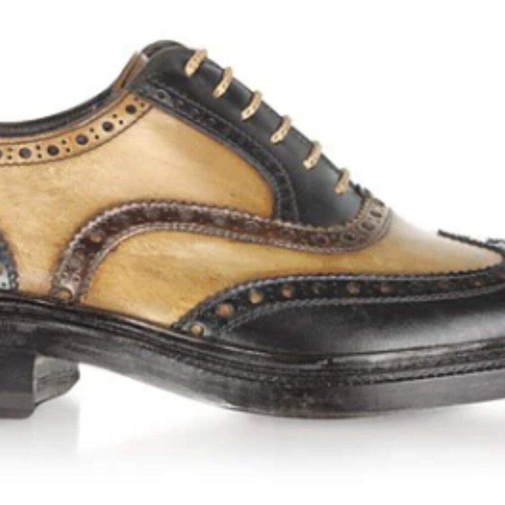 Forzieri Italian Handcrafted Two-tone Wingtip Oxford Shoes